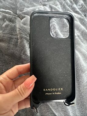 Bandolier Black Leather iPhone 14 Pro Max Crossbody Case